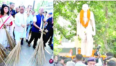 स्वच्छता अभियान में मुख्यमंत्री विष्णुदेव साय का योगदान, महात्मा गांधी की प्रतिमा पर माल्यार्पण