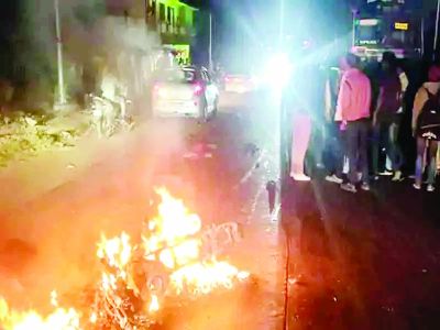 तेज रफ्तार स्पोर्ट्स बाइक इनोवा से टकराई, अचानक लगी भीषण आग 