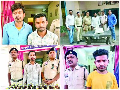 लॉज, बैंक और ओवर ब्रिज के पास शराब बेचते चार लोग गिरफ्तार