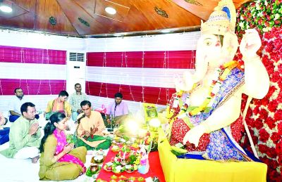 गणेश चतुर्थी पर मुख्यमंत्री निवास में पधारे गणपति 