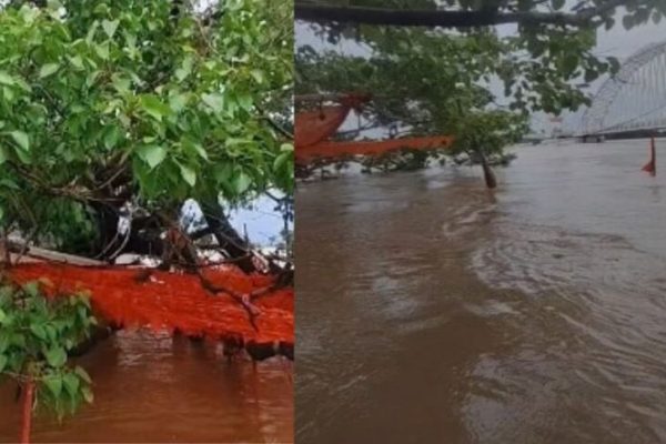 त्रिवेणी संगम में बाढ़ का कहर: जलमग्न हुआ प्राचीन बाबा कुलेश्वरनाथ मंदिर…