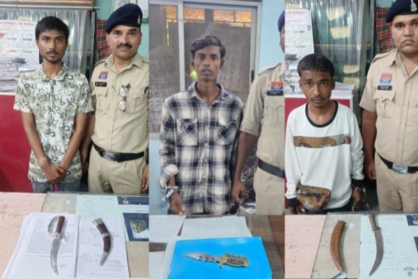 तीन अलग-अलग स्थानों से धारदार हथियारों के साथ 03 आरोपी गिरफ्तार…