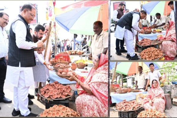 सड़क किनारे पसरे पर अचानक पहुंचे मुख्यमंत्री विष्णु देव साय, मीरा के पसरे से खरीदा ‘आशीर्वाद का दीया’