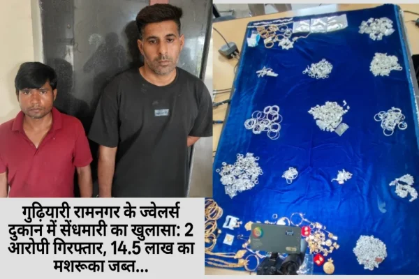 गुढ़ियारी रामनगर के ज्वेलर्स दुकान में सेंधमारी का खुलासा: 2 आरोपी गिरफ्तार, 14.5 लाख का मशरूका जब्त…